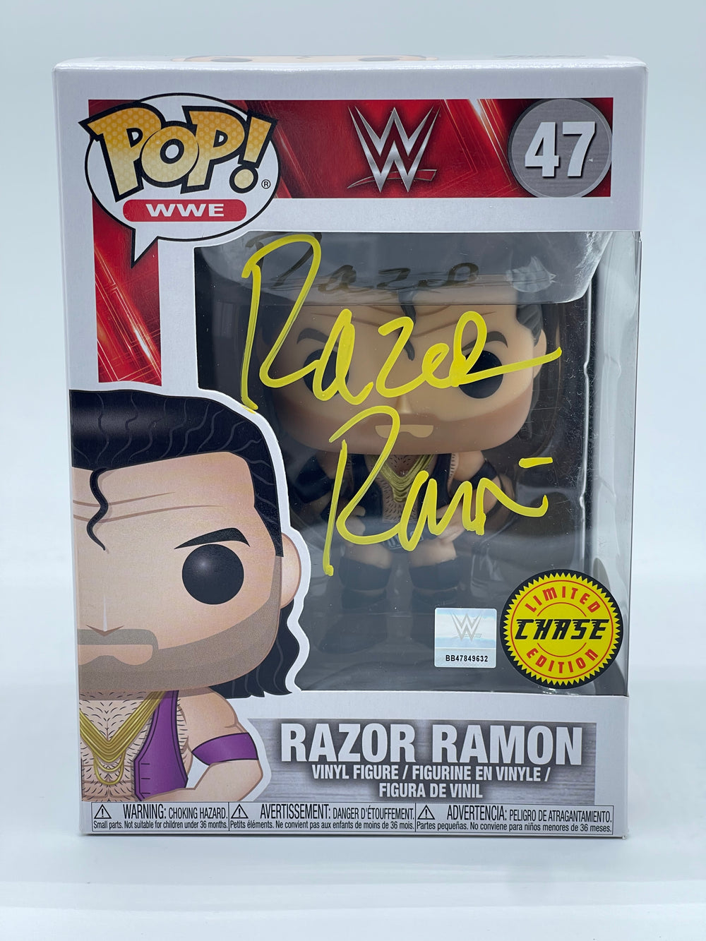 FUNKO POP! WWE RAZOR RAMON #47 (CHASE) (AUTOGRAPHED/SIGNED BY RAZOR RAMON) (JSA COA)