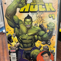 MARVEL COMICS THE TOTALLY AWESOME HULK ISSUE #1 (SIGNED / AUTO OF GREG PAK) (1ST APPEARANCE OF AMADEUS CHO AS HULK / LADY HELLBENDER) (DIRECT EDITION) (MIDTOWN COMICS COA) (FEB 2016) (🔑 KEY ISSUE) (📌 CONDITION 8.5/9.0)