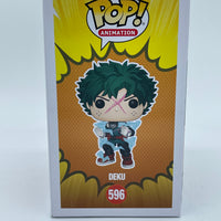 FUNKO POP! ANIMATION MY HERO ACADEMIA: DEKU #596 (FULL COWL) (AUTOGRAPHED/SIGNED BY JUSTIN BRINER) (JSA COA) (CUSTOM ARTWORK) (GLOW) (ENTERTAINMENT EARTH EXCLUSIVE STICKER)