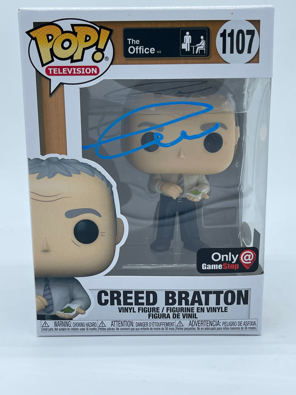 FUNKO POP! TELEVISION THE OFFICE: CREED BRATTON WITH MUNG BEANS #1107 (AUTOGRAPHED/SIGNED BY CREED BRATTON) (JSA COA) (GAMESTOP EXCLUSIVE STICKER)