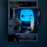 FUNKO POP! MOVIES FRIDAY THE 13TH: GLOW JASON VOORHEES #01 (BLUE GLOW CHASE) (ERROR CHASE STICKER RELEASE) (JJL 170301) (📌 CONDITION 6.0/6.5)