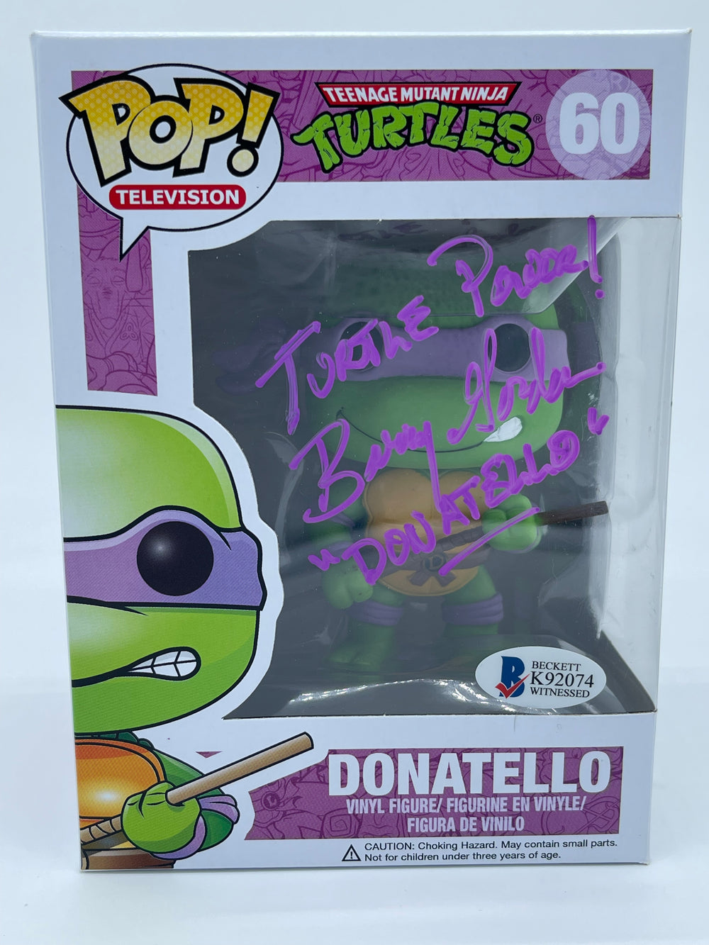 FUNKO POP! TELEVISION TEENAGE MUTANT NINJA TURTLES: DONATELLO #60 (AUTOGRAPHED/SIGNED BY BARRY GORDON) (BECKETT COA) (TMNT)