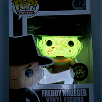 FUNKO POP! MOVIES A NIGHTMARE ON ELM STREET: GLOW FREDDY KRUEGER #02 (GLOW CHASE) (1ST RELEASE / 1 LANGUAGE / LARGE FONT RELEASE) (JJL 141016) (📌 CONDITION 8.0/8.5)