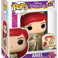 FUNKO POP! DISNEY PRINCESS: DANCING ARIEL W/ PIN (GOLD DRESS ) #220 (FUNKO SHOP EXCLUSIVE STICKER)