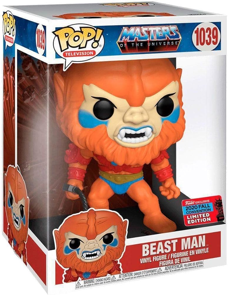 FUNKO POP! TELEVISION MASTERS OF THE UNIVERSE: BEAST MAN #1039 (10 INCH) (MOTU) (2020 FALL CONVENTION STICKER)