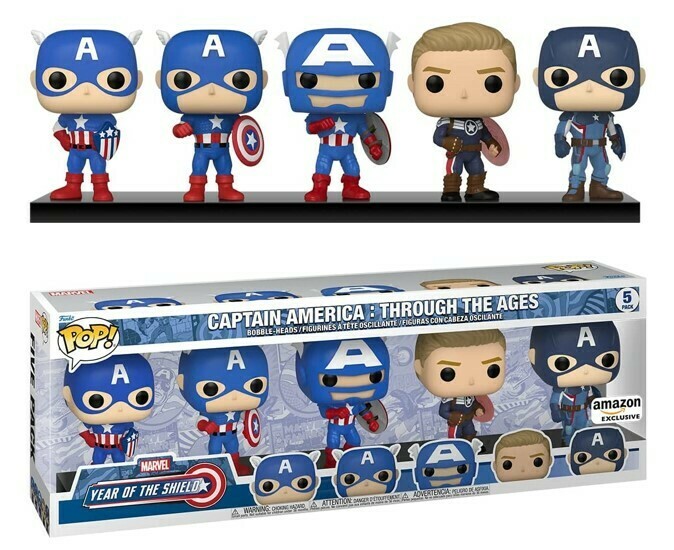 CAPTAIN AMERICA: THROUGH THE AGES (5-PACK) (AMAZON EXCLUSIVE STICKER) (YEAR OF THE SHIELD STICKER) FUNKO POP