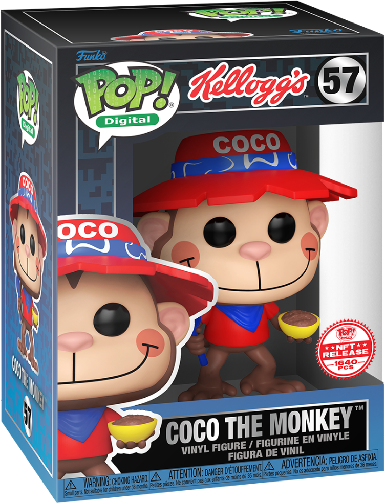 FUNKO POP! DIGITAL AD ICONS KELLOGG'S COCO POPS: COCO THE MONKEY #57 (NFT LEGENDARY REDEEMABLE / LE 1640) (📌 CONDITION 9.5)