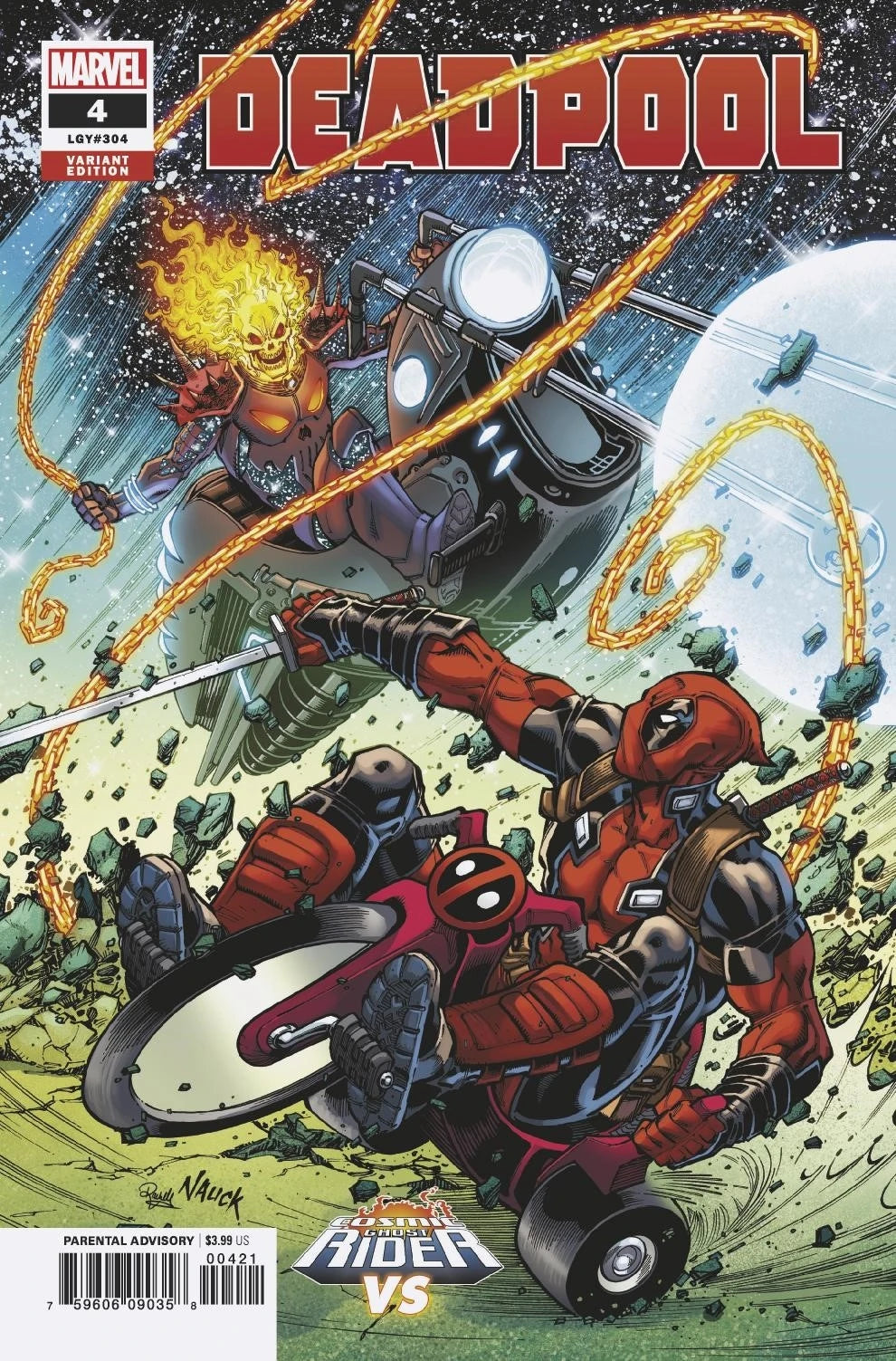 MARVEL COMICS DEADPOOL VOL. 5 ISSUE #4 (TODD NAUCK COSMIC GHOST RIDER VS VARIANT COVER) (NOV 2018) (📌 CONDITION 9.5)