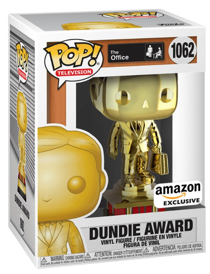 FUNKO POP! TELEVISION THE OFFICE: DUNDIE AWARD #1062 (GOLD CHROME) (AMAZON EXCLUSIVE STICKER)