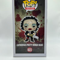 FUNKO POP! MOVIES THE TEXAS CHAINSAW MASSACRE: BLOODY LEATHERFACE W/ PRETTY WOMAN MASK #623 (BLOODY CHASE) (HOT TOPIC EXCLUSIVE STICKER) (📌 CONDITION 9.5)