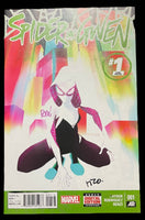 
              MARVEL COMICS SPIDER-GWEN ISSUE #1 VOL #1 (3RD PRINT / GREEN VARIANT) (SIGNED BY RICO RENZI & ROBBI RODRIGUEZ) (NO COA)  (AUG 2015)
            