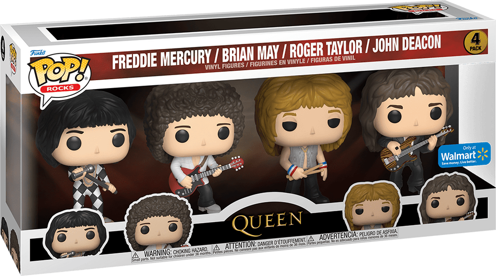 FUNKO POP! ROCKS QUEEN: FREDDIE MERCURY / BRIAN MAY / ROGER TAYLOR / JOHN DEACON (4-PACK) (WALMART EXCLUSIVE STICKER)