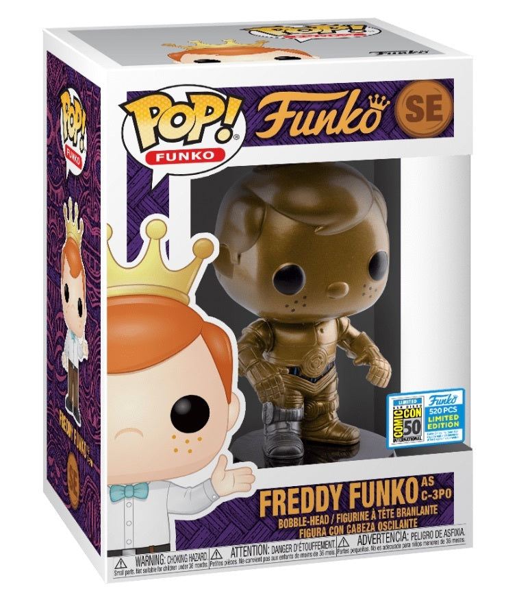 FUNKO POP! STAR WARS FREDDY FUNKO AS C-3PO #SE (W/ TM STAMP) (LE 520) (2019 SDCC EXCLUSIVE STICKER)