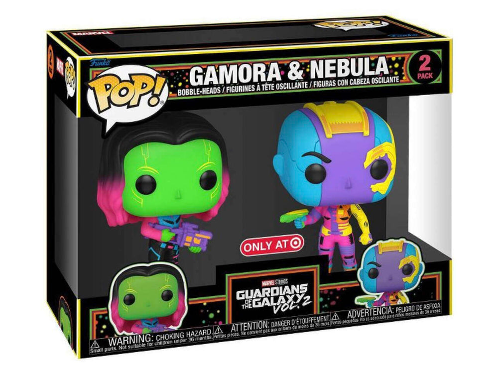 FUNKO POP! MARVEL GUARDIANS OF THE GALAXY VOL. 2: GAMORA AND NEBULA (2-PACK) (BLACKLIGHT) (TARGET EXCLUSIVE STICKER)