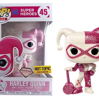 FUNKO POP! DC HEROES PINK HEARTS HARLEY QUINN #45 (DIAMOND / GLITTER) (HOT TOPIC EXCLUSIVE STICKER)