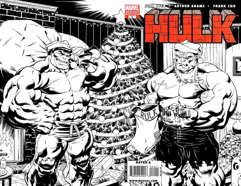 MARVEL COMICS HULK VOL. 2 ISSUE #9 (LE 1:100) (SANTA HULK / HULK WRAPAROUND SKETCH VARIANT COVER) (DIRECT EDITION) (FEB 2009) (📌 CONDITION 8.5/9.0)