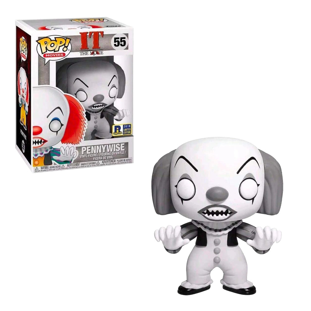 FUNKO POP! MOVIES IT: PENNYWISE #55 (BLACK AND WHITE) (2018 RHODE ISLAND COMIC CON STICKER)