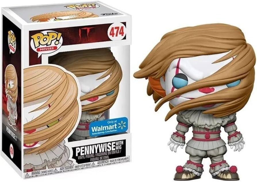 FUNKO POP! MOVIES IT: PENNYWISE W/ WIG #474 (BLUE EYES) (WALMART EXCLUSIVE STICKER)