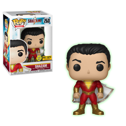 FUNKO POP! DC HEROES SHAZAM #260 (GLOW) (HOT TOPIC EXCLUSIVE STICKER)