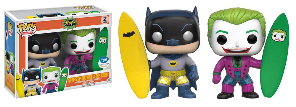 FUNKO POP! DC HEROES BATMAN CLASSIC 1966 TV SERIES: SURF'S UP BATMAN AND THE JOKER (2-PACK) (F.Y.E. EXCLUSIVE STICKER)