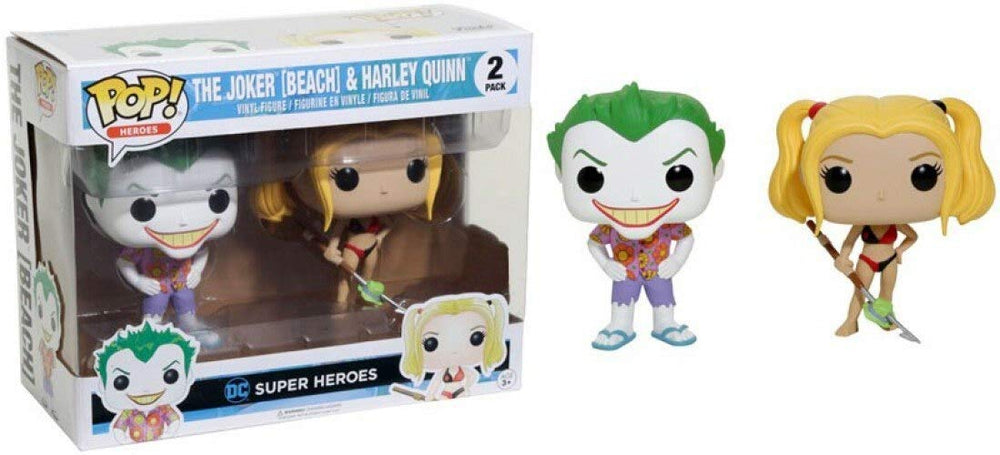 FUNKO POP! DC HEROES THE JOKER & HARLEY QUINN (BEACH) (2-PACK) (HOT TOPIC EXCLUSIVE STICKER)