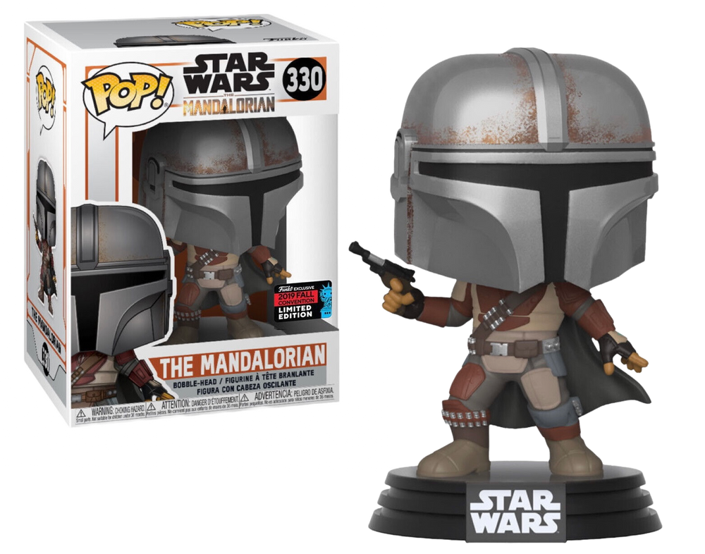 FUNKO POP! STAR WARS THE MANDALORIAN W/ PISTOL #330 (2019 FALL CONVENTION STICKER)