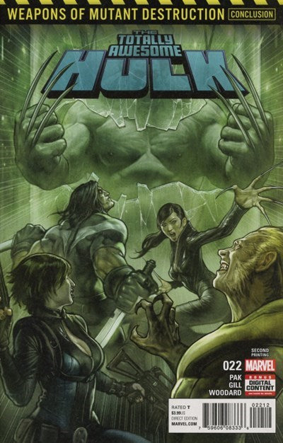 MARVEL COMICS THE TOTALLY AWESOME HULK ISSUE #22 (STONEHOUSE 2ND PRINT VARIANT) (1ST FULL APPEARANCE OF WEAPON H) (NOV 2017) (🔑 KEY ISSUE) (📌 CONDITION 9.5)