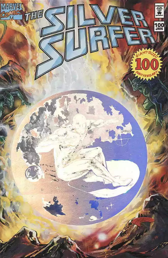 MARVEL COMICS THE SILVER SURFER VOL 3 ISSUE #100 (HOLOGRAM COVER) (GIANT SIZED 100TH ANNIVERSARY ISSUE) (📌 CONDITION 9.0)