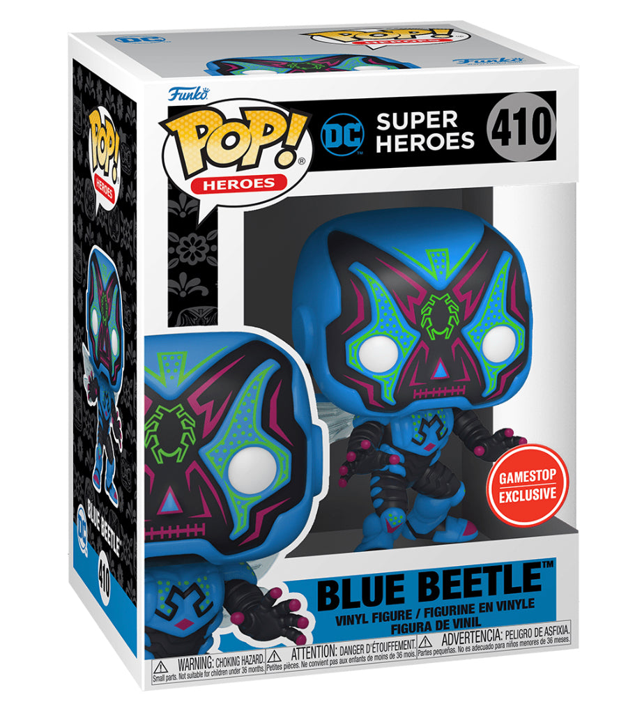 BLUE BETTLE #410 (GLOW) (DIA DE LOS DC) (GAMESTOP EXCLUSIVE STICKER) FUNKO POP