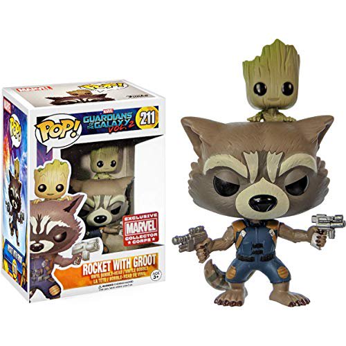 FUNKO POP! MARVEL GUARDIANS OF THE GALAXY VOL 2: ROCKET WITH GROOT #211 (MARVEL COLLECTOR CORPS STICKER)