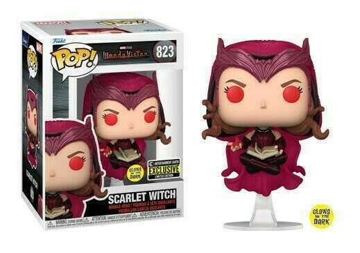 FUNKO POP! MARVEL WANDA VISION: SCARLET WITCH WITH DARKHOLD #823 (GLOW) (ENTERTAINMENT EARTH EXCLUSIVE STICKER)