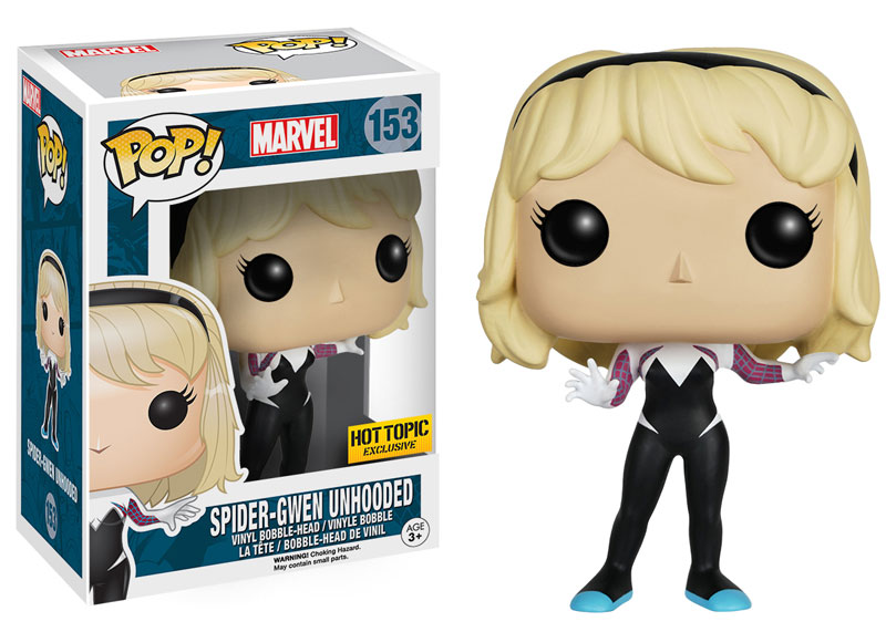 FUNKO POP! MARVEL SPIDER-GWEN (UNHOODED) #153 (HOT TOPIC EXCLUSIVE STICKER)